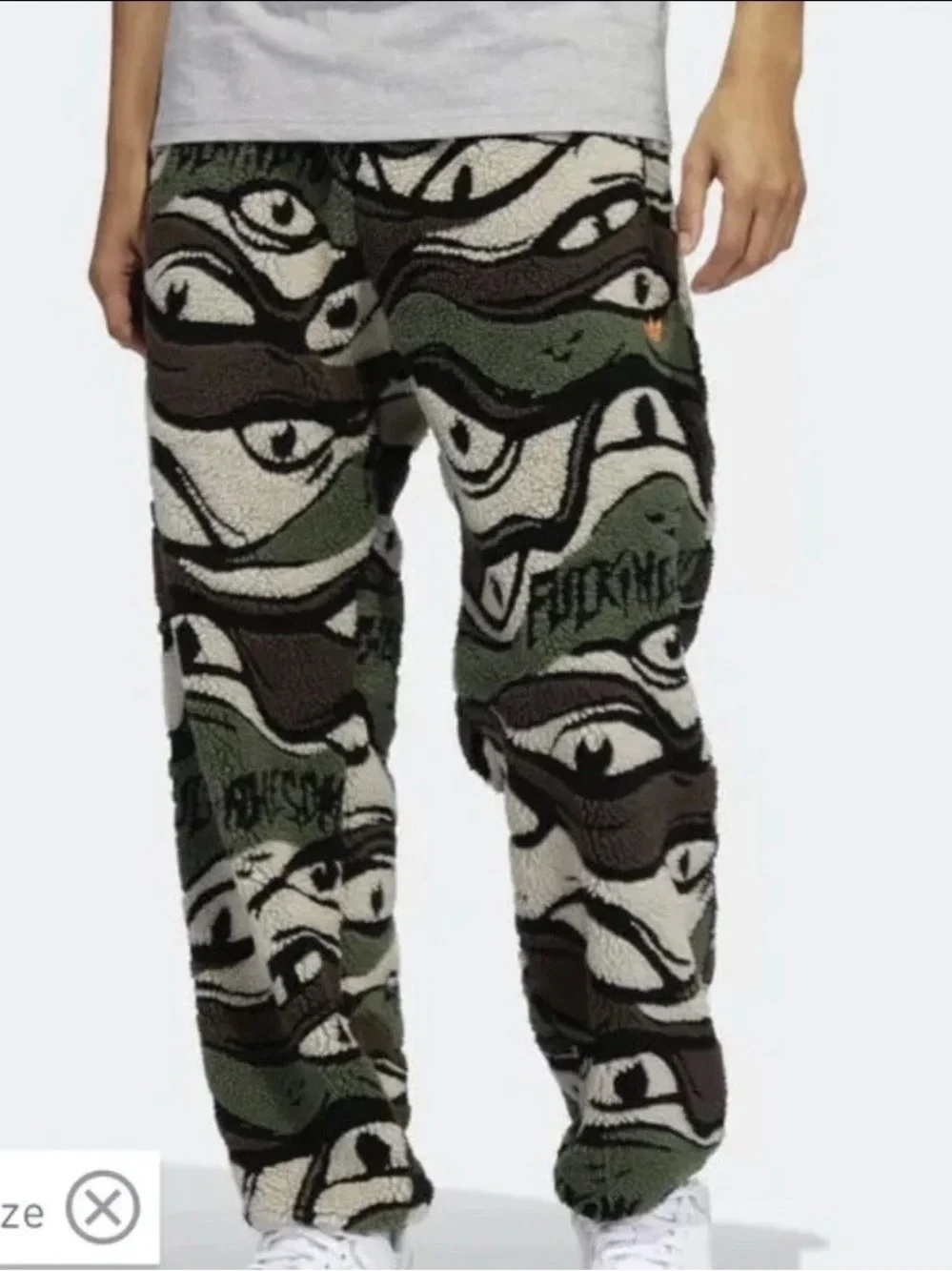 FA X Adidas Jason Dill Eye/Camouflage , Orange Zip & Sherpa Joggers Size XLarge